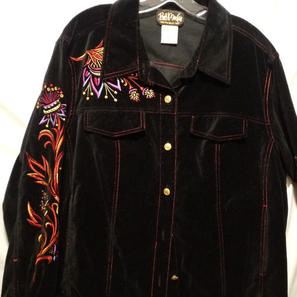 Bob Mackie velour embroidered jacket